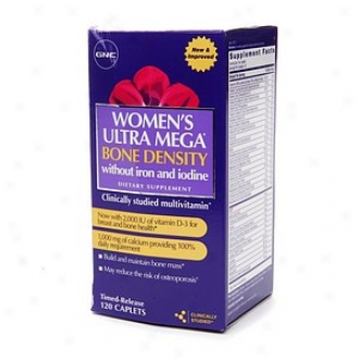 Gnc Women's Ultra Mega Bone Density Without Iron And Iodine Multivitamin, Caplets