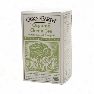 Good Earth Organic Decaffeinated Gree Tea, Mango, Peach & Pineapple