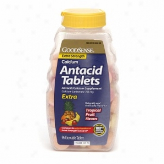 Good Sense Extra Strength Calcium Antacid Tablets Extra, Tropical Fruit Flavors