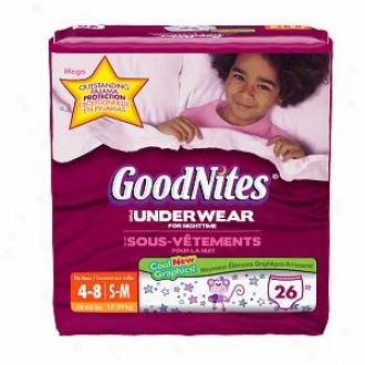 Goodnites Girls Underpants For Nighttime, Mega Pack, Small/merium, 26 Ea