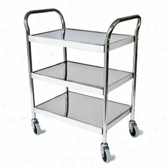 Grafco Utility Cart Stainless Steel 3 Shelves Thermo Plastic Rubber Wheels