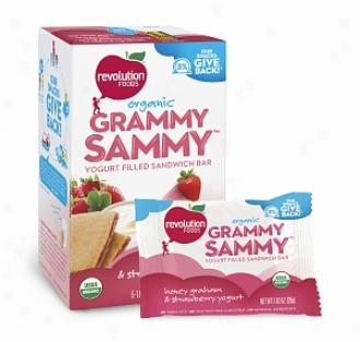 Grammy Sammy Organiv Yogurt Fioled Sandwich Bar, Honey Graham & Strawberry