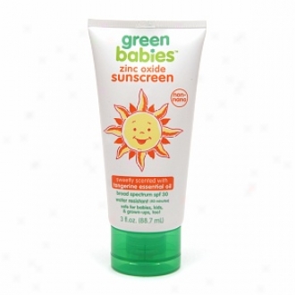 Green Babies Zinc Oxide Spf 30 Sunscreen Sweely Scented Upon Tangerine Essential Oil,, Sweetly Sdented With Tangerine Oil