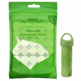 Green Sprouts Disposable Compressed Wipes T5avel Tube With 30 Pack Refill