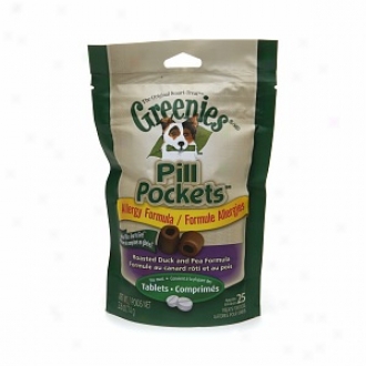 Greenies Pill Pockets Allergy Formula, 25 Tablets, Roasted Duck And Pea Formula