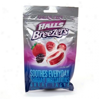 Halls Breezers Sugar Free Pectin Throat Drops, Cool Berry