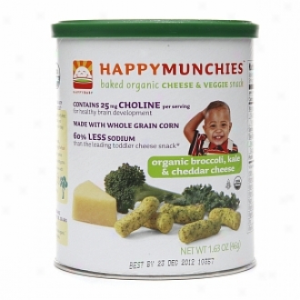 Happy Munchies Baked Organic Cheese & Veggie Snack, Broccoli, Kale & Cheddar Cheese