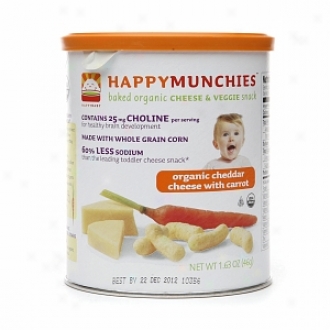 Happy Mnchies Baked Organic Cheese & Veggie Snack, Cheddar Cheese With Carrots