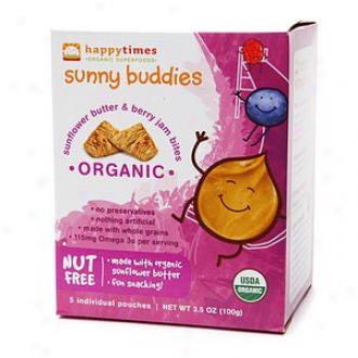 Happy Times Organic Super Foods, Sunny Buddies, Snack Pouches, Sunflower Butter & Berry Jam Bites