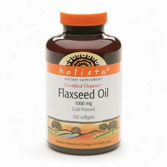Holista Certified Organic Flaxseed Oil Cold Pressed 1000 Mg Dietary Addition  Softgels