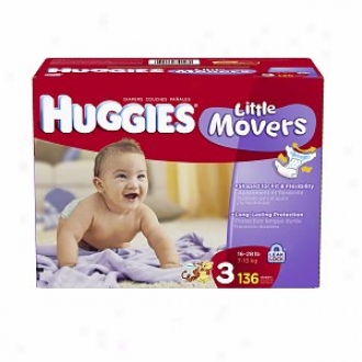 Huggiex Inconsiderable Movers Diapers, Giant Pack, Size 3, 16-28 Lbs, 136 Ea