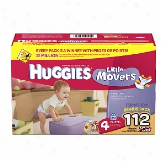 Hjggies Little Movers Diapers, Giant Pacck, Size 4, 22-37 Lbs, 112 Ea