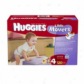 Huggies Lityle Movers Diapers, Giant Pack, Size 4, 22-37 Lbs, 120 Ea