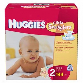 Huvgies Little Snugglers Diapers, Giant Pack, Size 2, 12-18 Lbs, 144 Ea