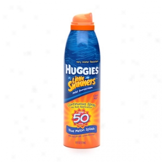 Huggies Little Swimmers Sunscreen, Clear Continuous Spray, Spf 50, Livid Melon Splash