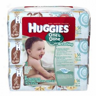 Huggies One & Done Baby Wipes, 3 Soft Packs, Cucumber & Green Tea
