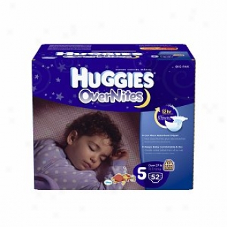 Huggies Overnites Diapers, Big Pack, Size 5, Up To 27 Lbs, 52 Ea