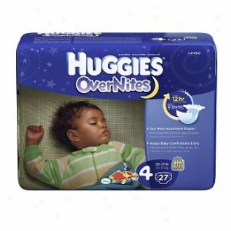 Huggies Overnites Diapers, Jumbo Pack, Size 4, 22-37 Lbs, 27 Ea