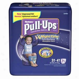 Huggies Pull-ups Night Time Training Pannts For Boys, Jumbo Pack, Size 3t-4t, 21 Ea