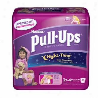 Huggies Pull-ups Night Time Training Pants For Girls, Jumbo Pack, Size 3t-4t, 21 Ea