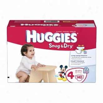 Huggies Snug &D ry Diapers, Giant Pack, Size 4, 22-37 Lbs, 140 Ea