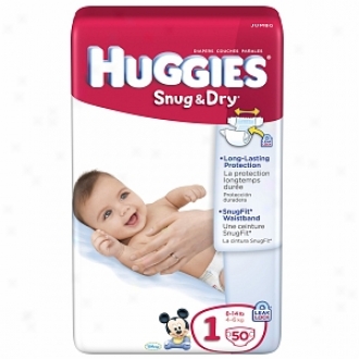 Huggies Snug & Dry Diapers, Jumbo Pack, Size 1, 8 To 14 Lbs, 50 Ea