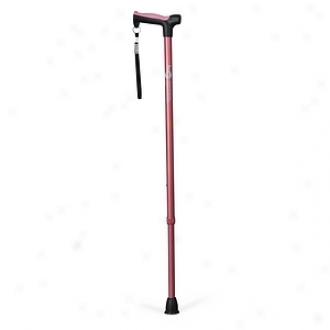 Hugo Adjustable Derby Cane With Reflective Strap, Rose