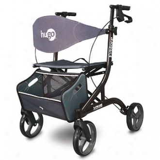 Hugo Adjustable Lightweight Side-fold Rollator With Seat, Backrest, Folding Basket, Pearl Black