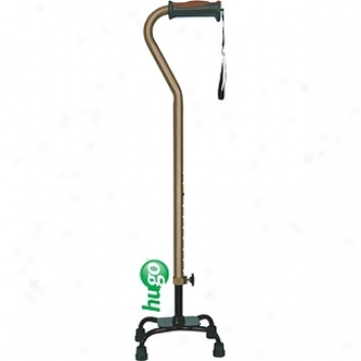 Hugo Adjustable Quad Cane For Right Or Left Hand Use, Small Base, Cocoa