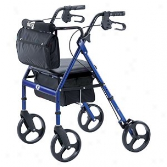 Hugo Adjustable Rollator With Seat, Backrest And Load Bag, Blue