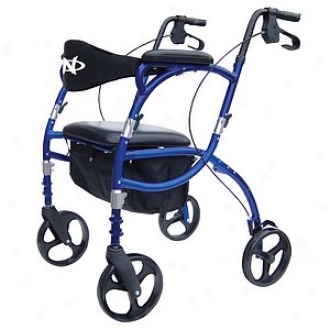 Hugo Navigator Combination Portable Rolling Walker + Transport Chair, Blue