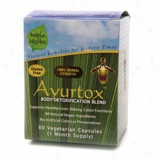 India Herbs Ayurtox Body Detoxification Blend, Veggie Caps