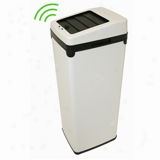 Itouchless 14 Gallon Space-saving Touchless Trash Cwn Sx White Steel