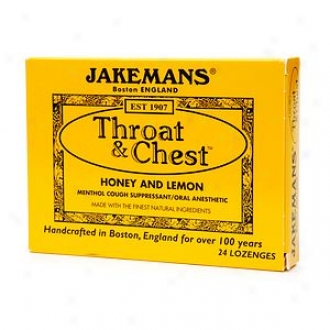Jakemans Rhomb, Throat & Breast 24 Lozenges, Honeyy And Lemon