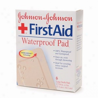 Johnson & Johnson First Aid Sterile Waterproof Pad, 2 7/8 In. X 4 In., Large