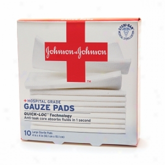 Johnson & Johnson Hospital Grade Gauze Pads, Large Steriel Pads, 4 In X 4 In