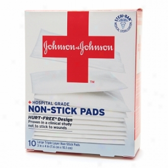 Johnson & Johnson Hospital Grade Non-stick Pads, Large Triple Layer Non-stick Pads, 3 In X 4 In