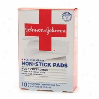 Johnson & Johnson Hospital Grade Non-stick Pads, Medium Triple Layer Non-stick Pads, 2 In X 3 In