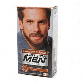J8st For Men Brush-in Color Gel For Mustache & Beard, Ash Brown M-20