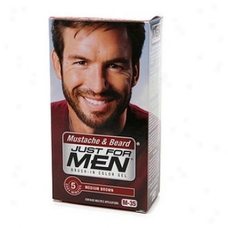 Just For Men Brush-in Color Gel For Mustache, Beard & Sideburns, Medium Brown M-35