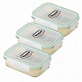 Kinetic Go Green Glasslock 14 Ounce Rectangular Storage Container 3 Pack