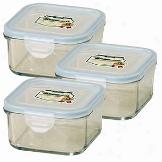 Kinetic Go Green Glasslock 17 Ounce Squar eStorage Container 3 Pack