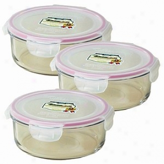 Kinetic Go Green Glasslock 24 Ounce Round Storage Container 3 Pack