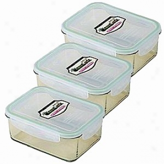 Kinetic Go Green Glasslock 64 Ounce Rectangular Storage Container 3 Pack