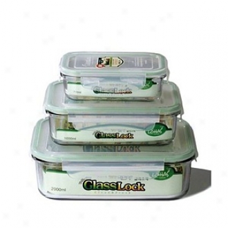 Kinetic Go Green Glasslock Rectangular 3 Poece Storage Container Set