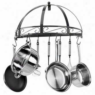 Kinetic Pot Rack, Semi Circel 12 S Hooks Black WroughtI ron