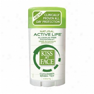 Kiss My Face Natural Active Life Aluminum Free Deodorant Stick, Cucumber Green Tea