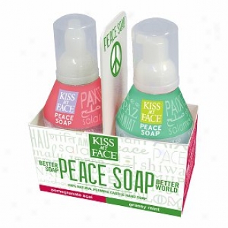 Kiss MyF ace Peace Soap, 100%  Natural Foaming Castille Index Soap, Gift Set, Pomegranate Acai/grassy Mint