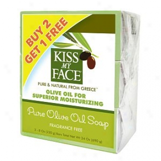 Kiss My Face Pure Olive Oil Bars Bonus Pack, 8 Oz Bars, Fragrance Free