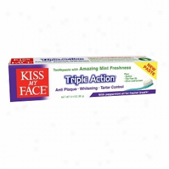 Kiss My Face Triple Action Fluoride Free Toothpaste, Amazing Mint Freshness